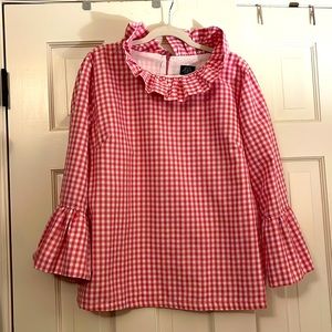 Pink checked ruffle top
